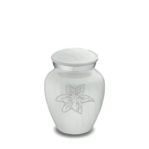 Keepsake Embrace Pearl White Lily Cremation Urn