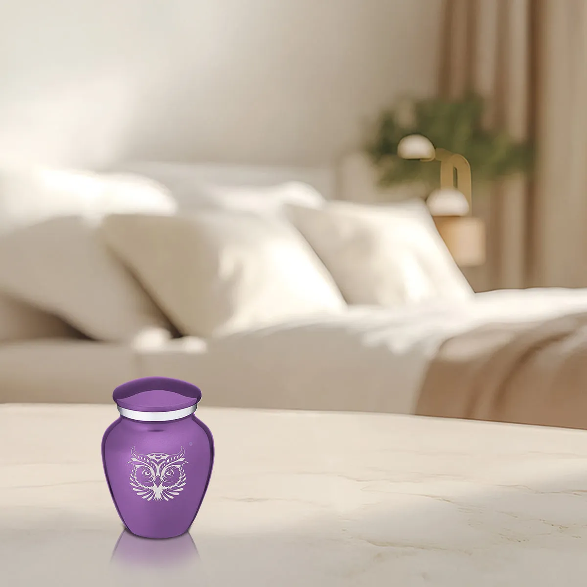 Keepsake Embrace Purple Owl Cremation Urn