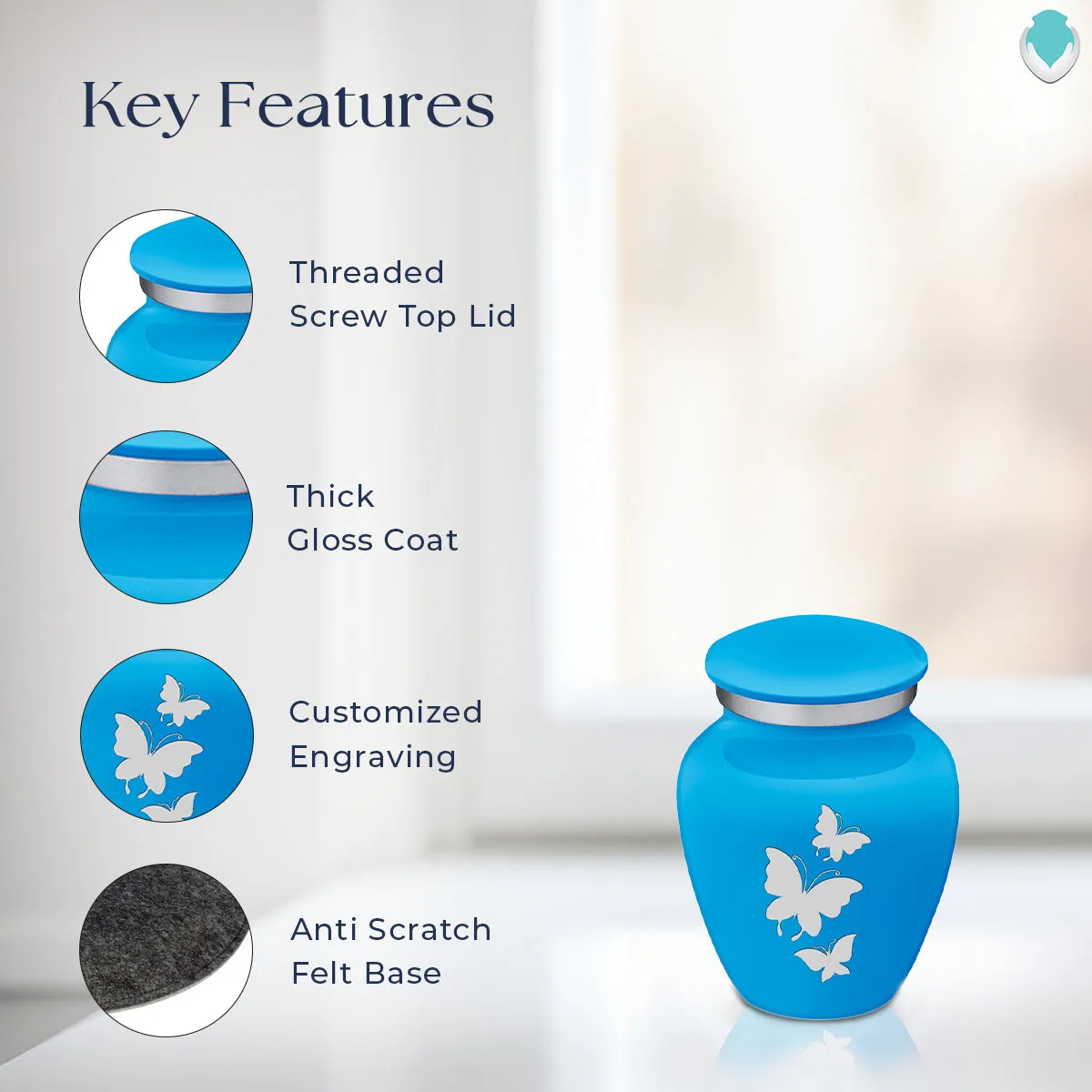 Keepsake Embrace Racing Blue Butterflies Cremation Urn
