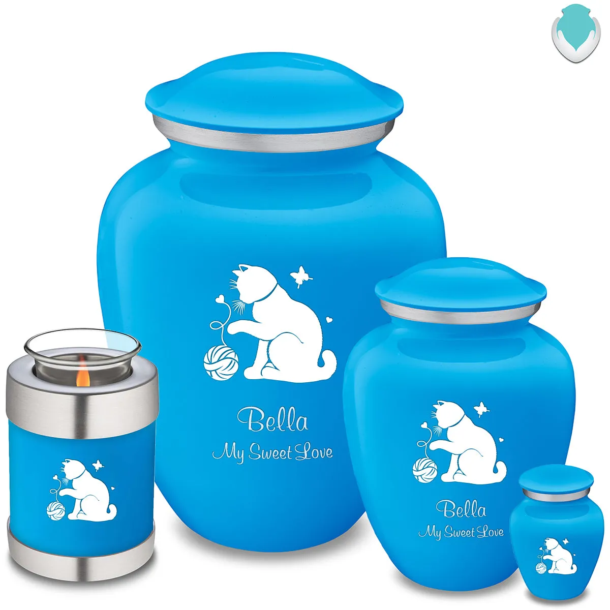 Keepsake Embrace Racing Blue Pet Fun Cat Cremation Urn