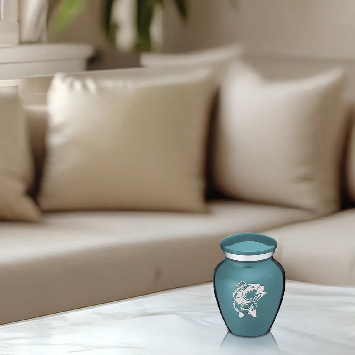 Keepsake Embrace Teal Fish Cremation Urn