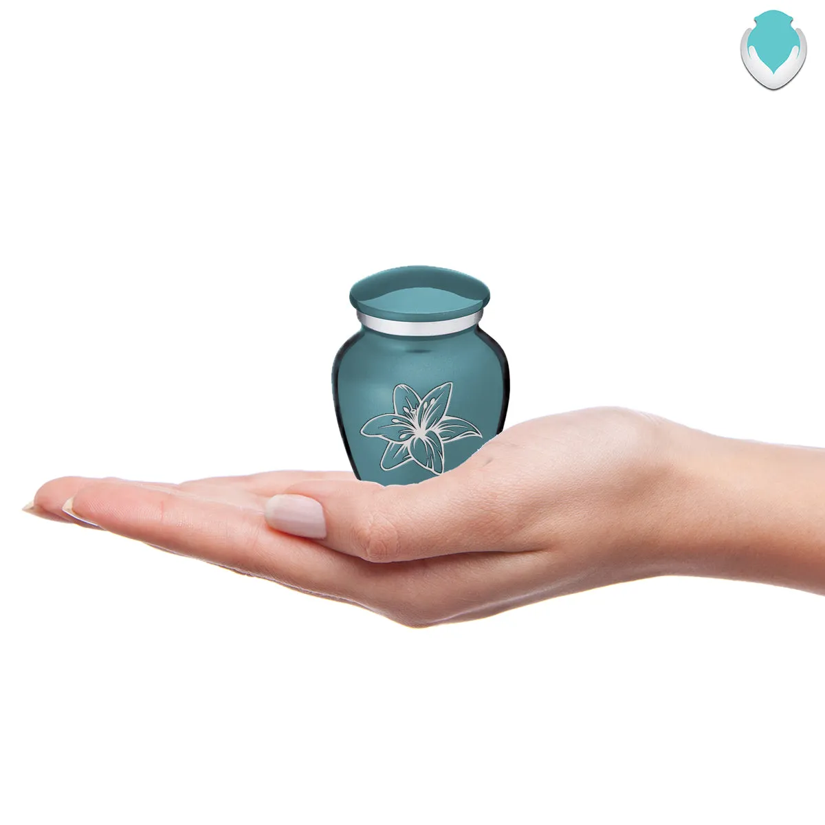 Keepsake Embrace Teal Lily Cremation Urn