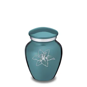 Keepsake Embrace Teal Lily Cremation Urn