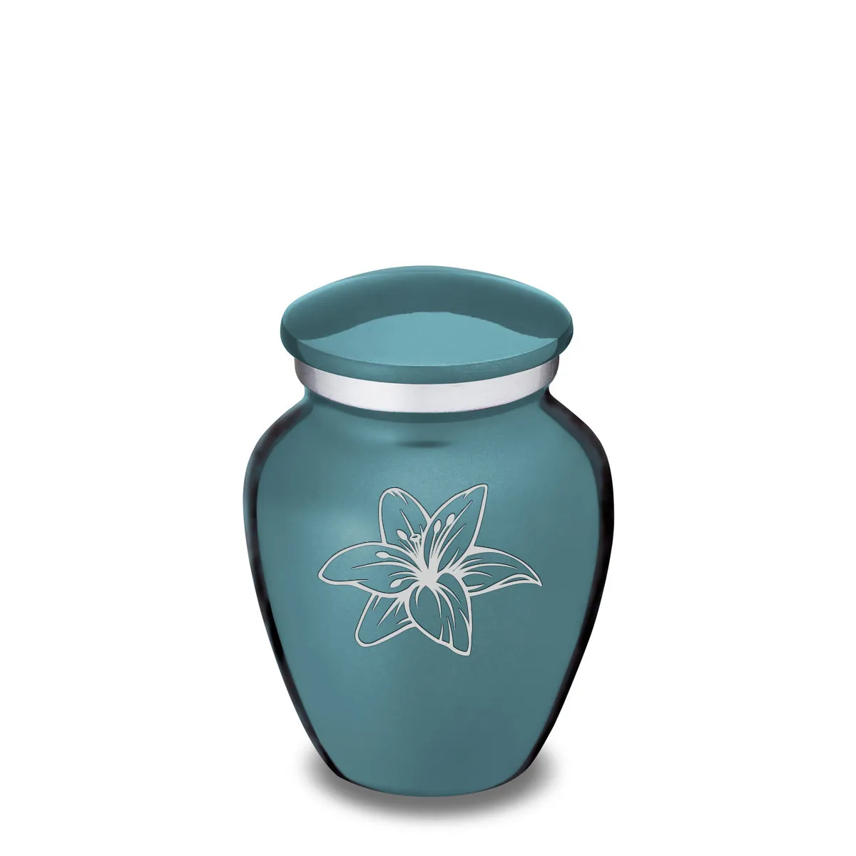 Keepsake Embrace Teal Lily Cremation Urn