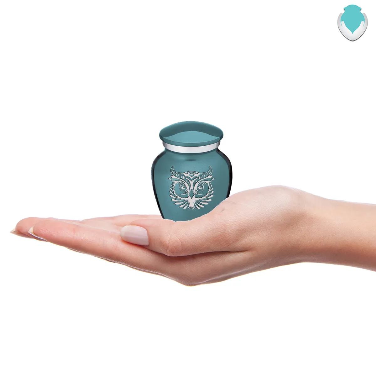 Keepsake Embrace Teal Owl Cremation Urn
