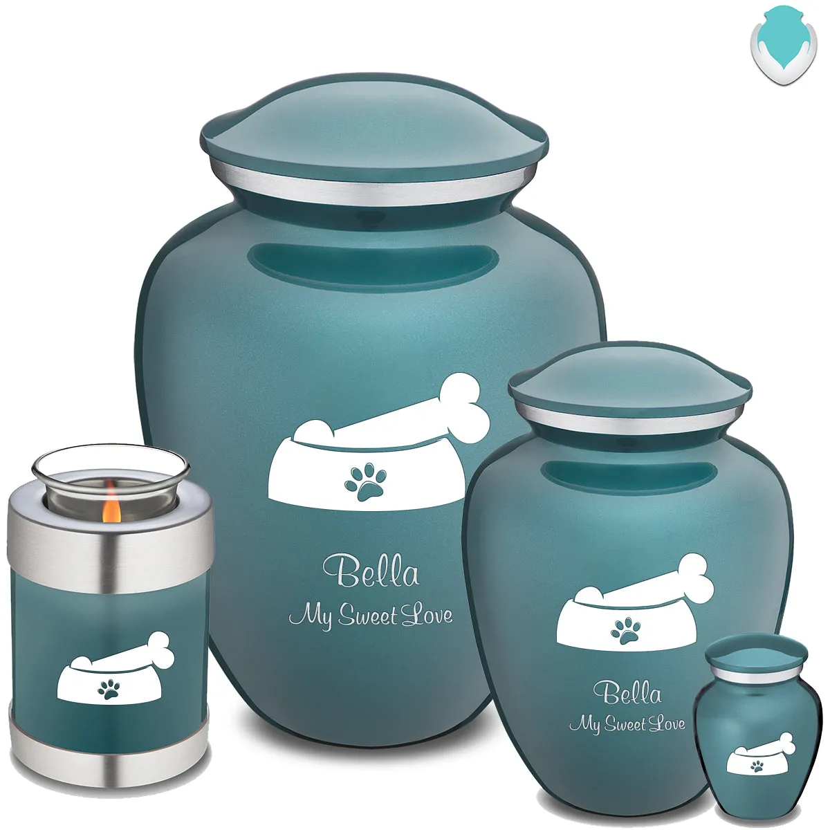 Keepsake  Embrace Teal Pet Dog Bone Cremation Urn