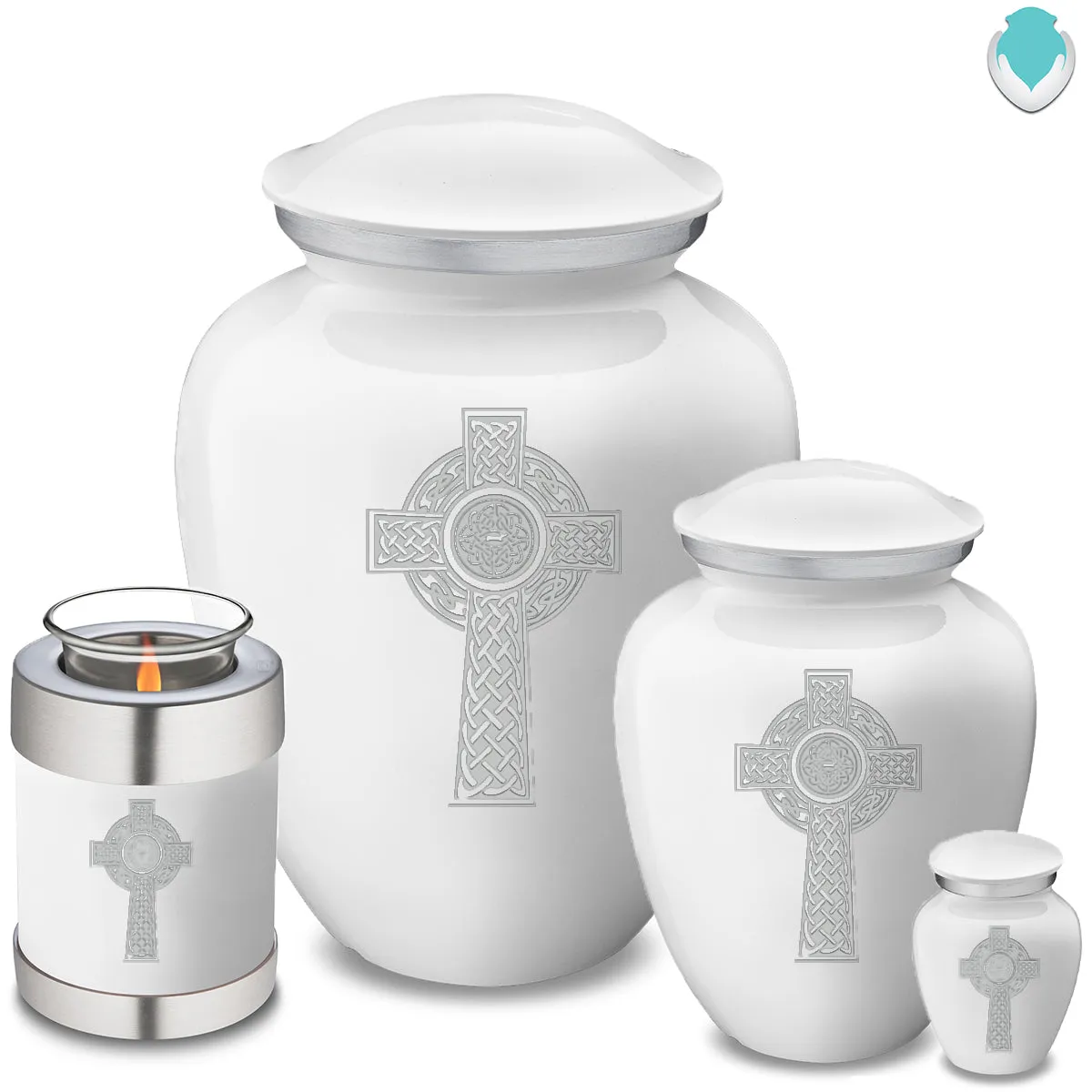 Keepsake Embrace White Celtic Cross Cremation Urn