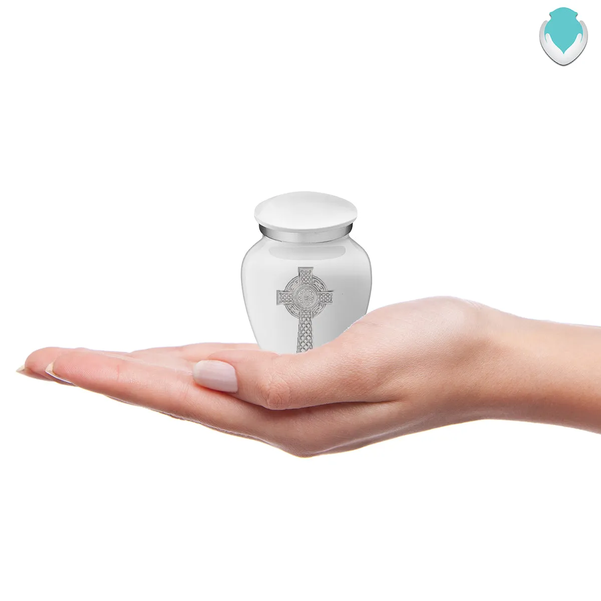 Keepsake Embrace White Celtic Cross Cremation Urn