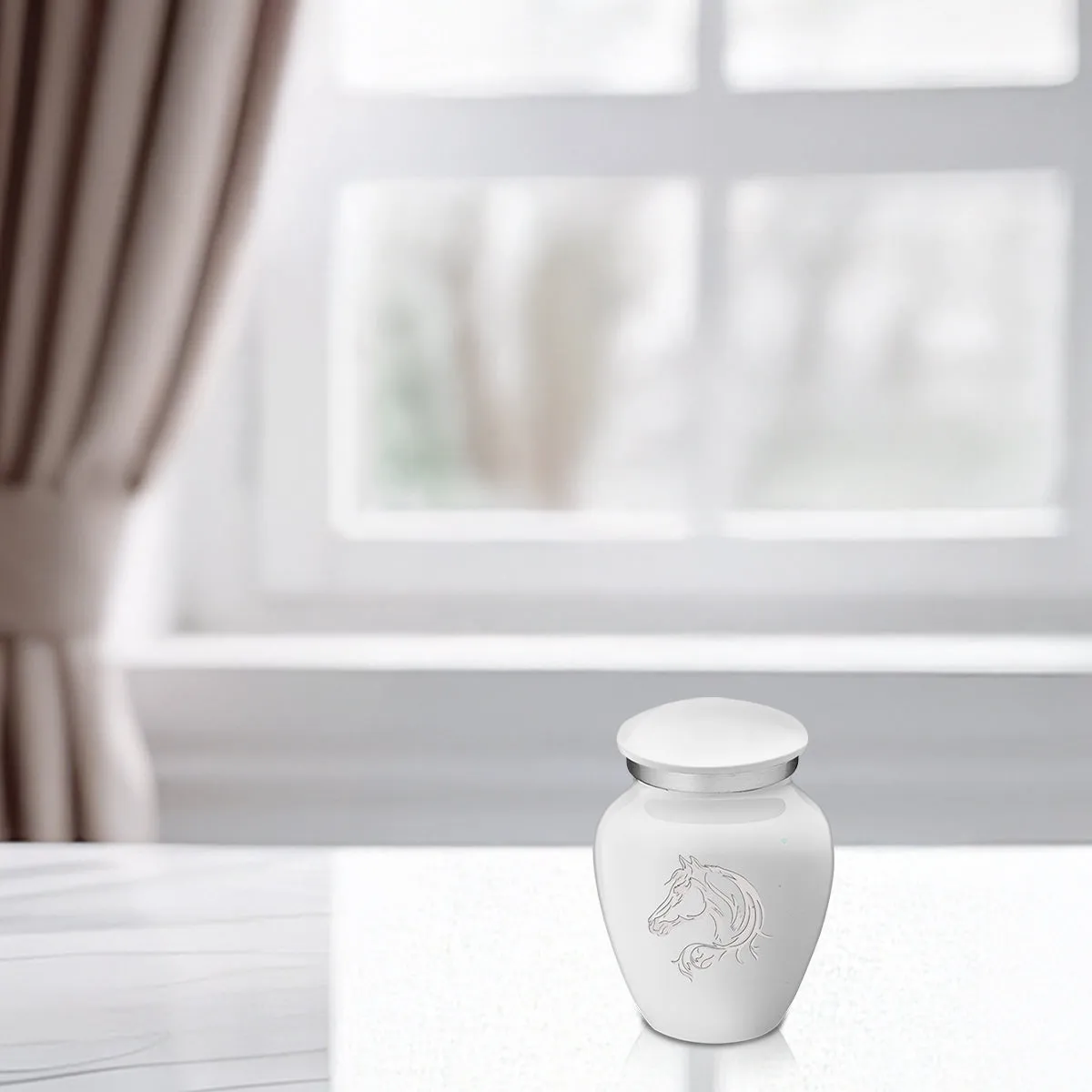 Keepsake Embrace White Horse Cremation Urn