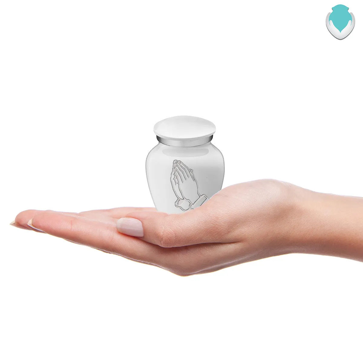 Keepsake Embrace White Praying Hands Cremation Urn