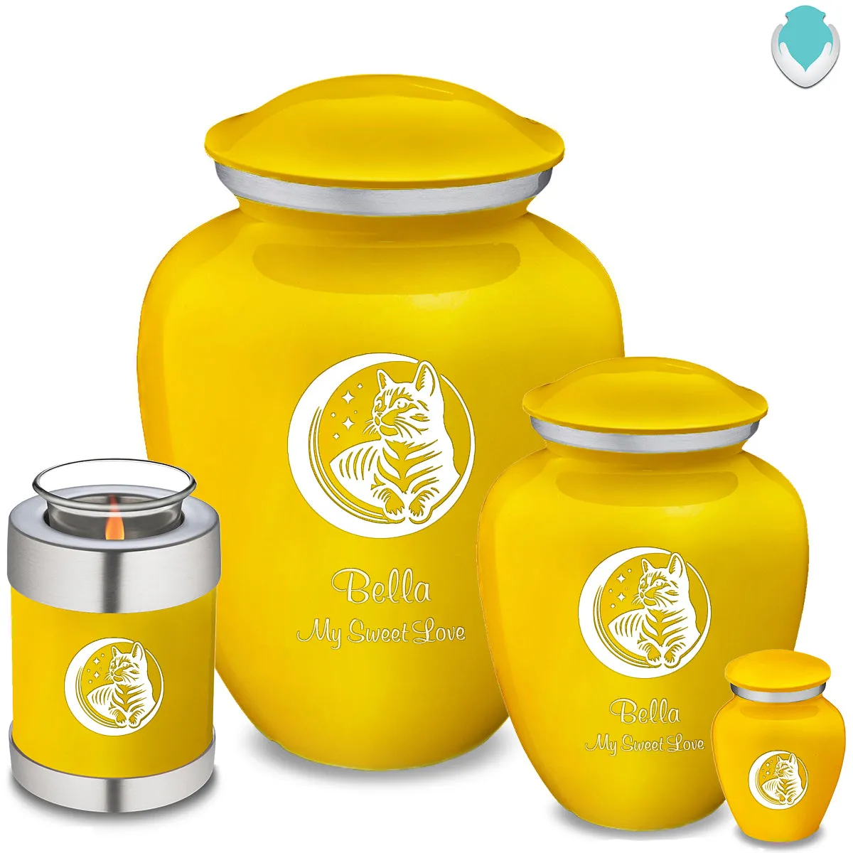 Keepsake Embrace Yellow Pet Cute Cat Cremation Urn