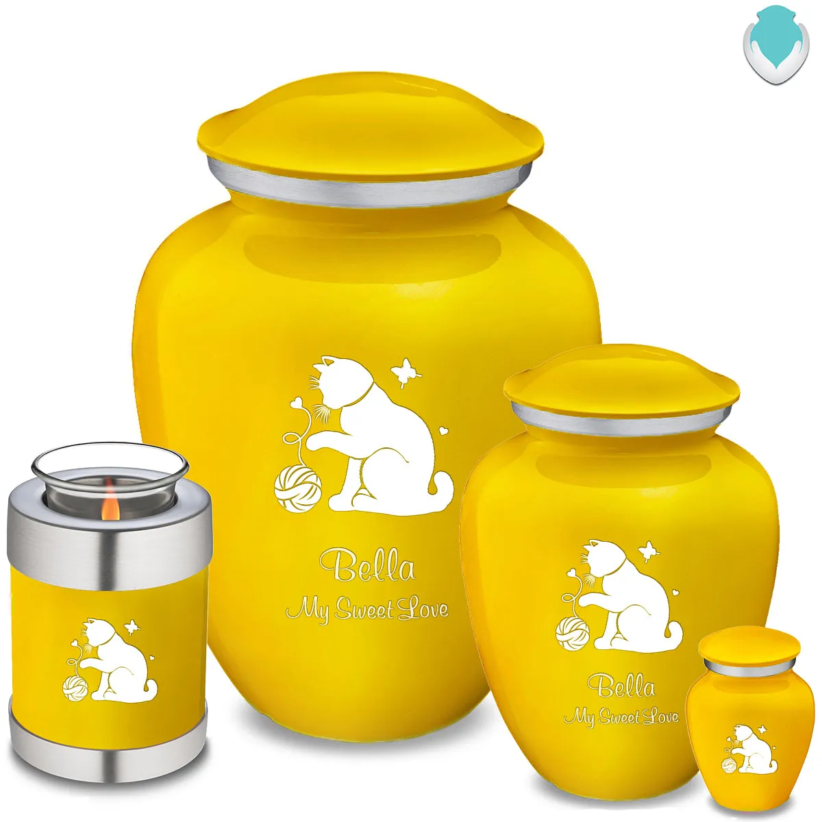 Keepsake Embrace Yellow Pet Fun Cat Cremation Urn