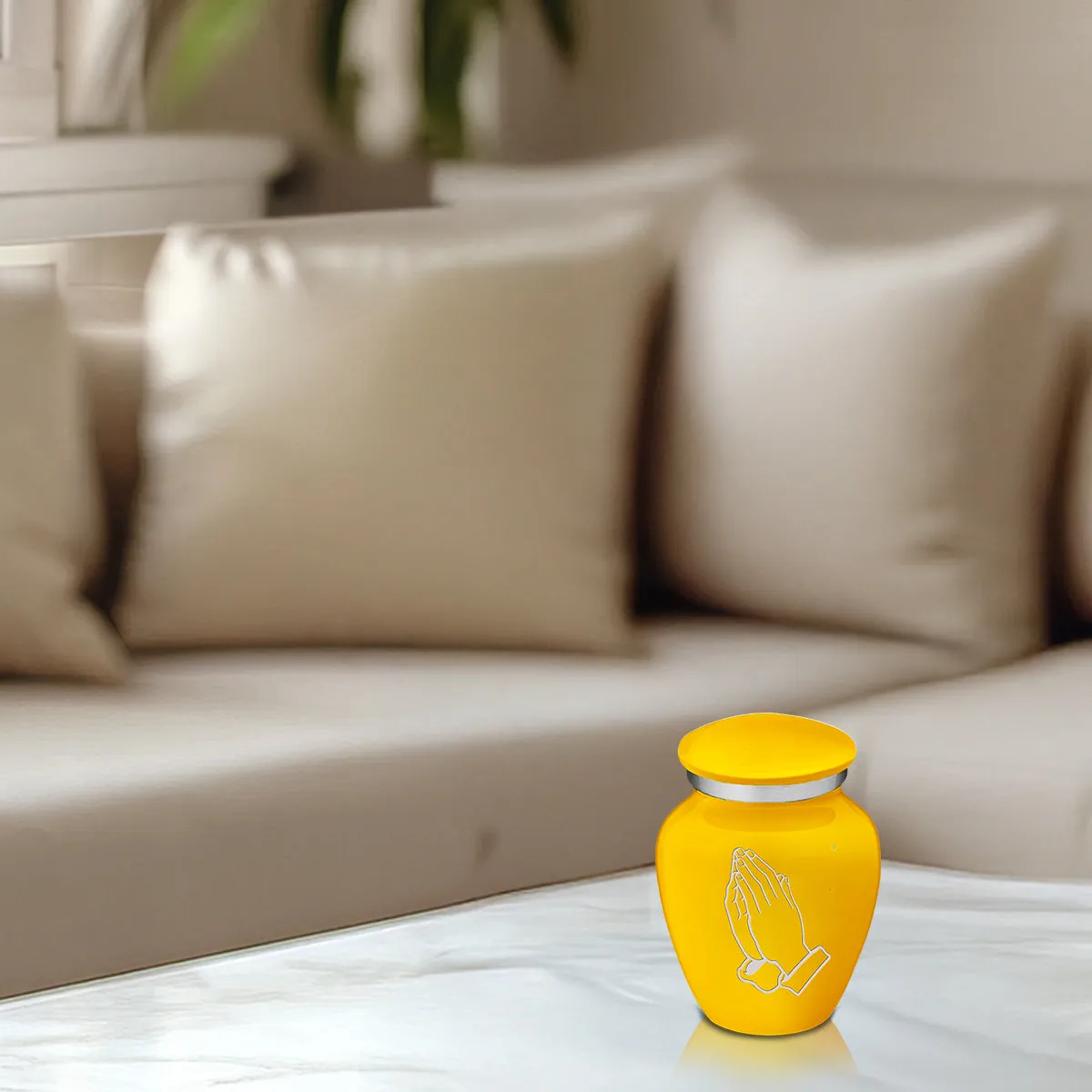 Keepsake Embrace Yellow Praying Hands Cremation Urn