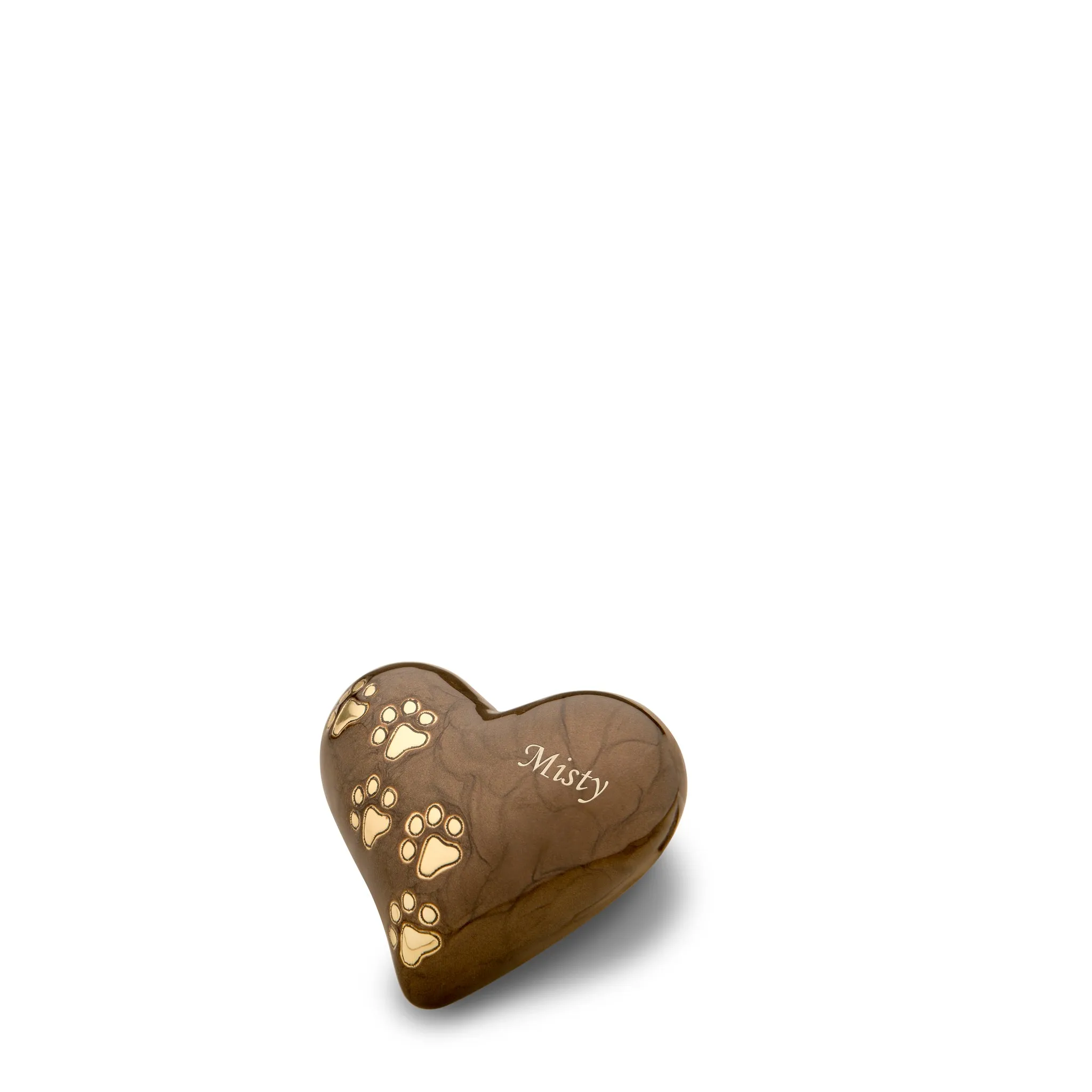 Keepsake Heart Pet Urn Pearl Bronze & Brushed Gold