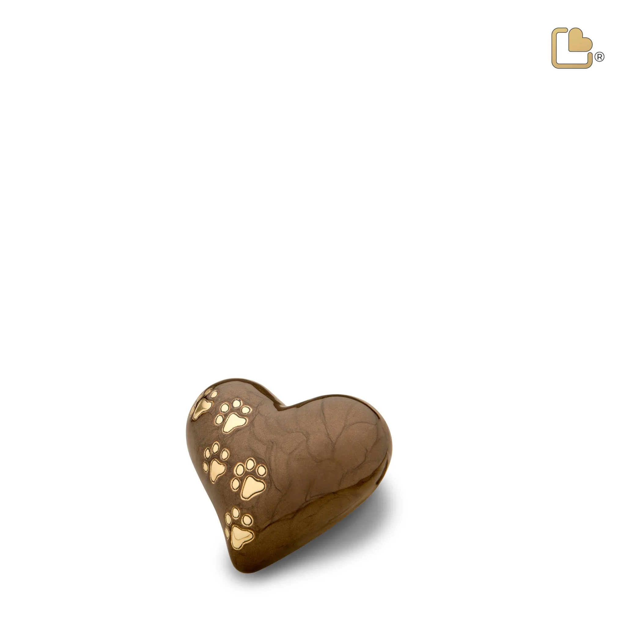 Keepsake Heart Pet Urn Pearl Bronze & Brushed Gold