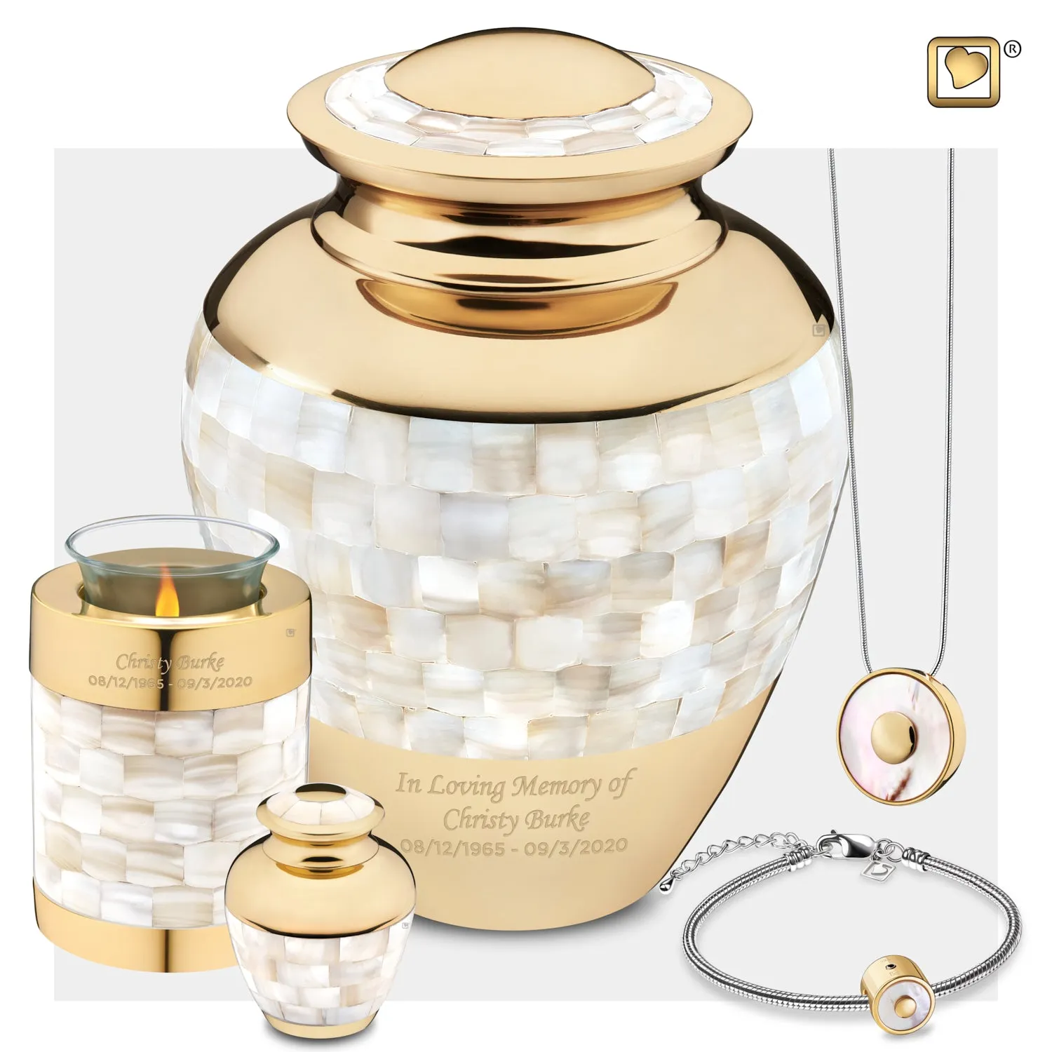 Keepsake Mother of Pearl Cremation Urn - COMFORT by LoveUrns
