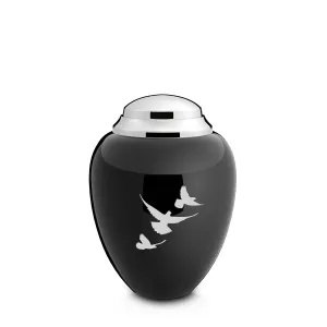 Keepsake Tribute Black and Shiny Pewter Doves Cremation Urn