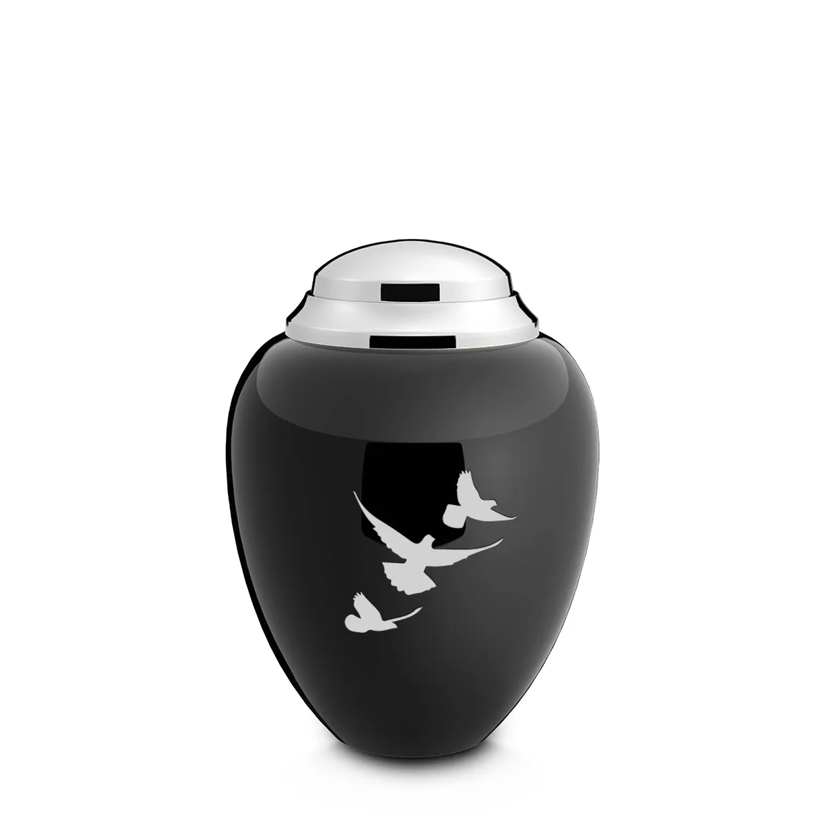 Keepsake Tribute Black and Shiny Pewter Doves Cremation Urn