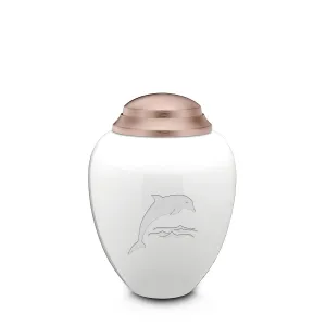Keepsake Tribute White and Rose Gold Dolphin Cremation Urn