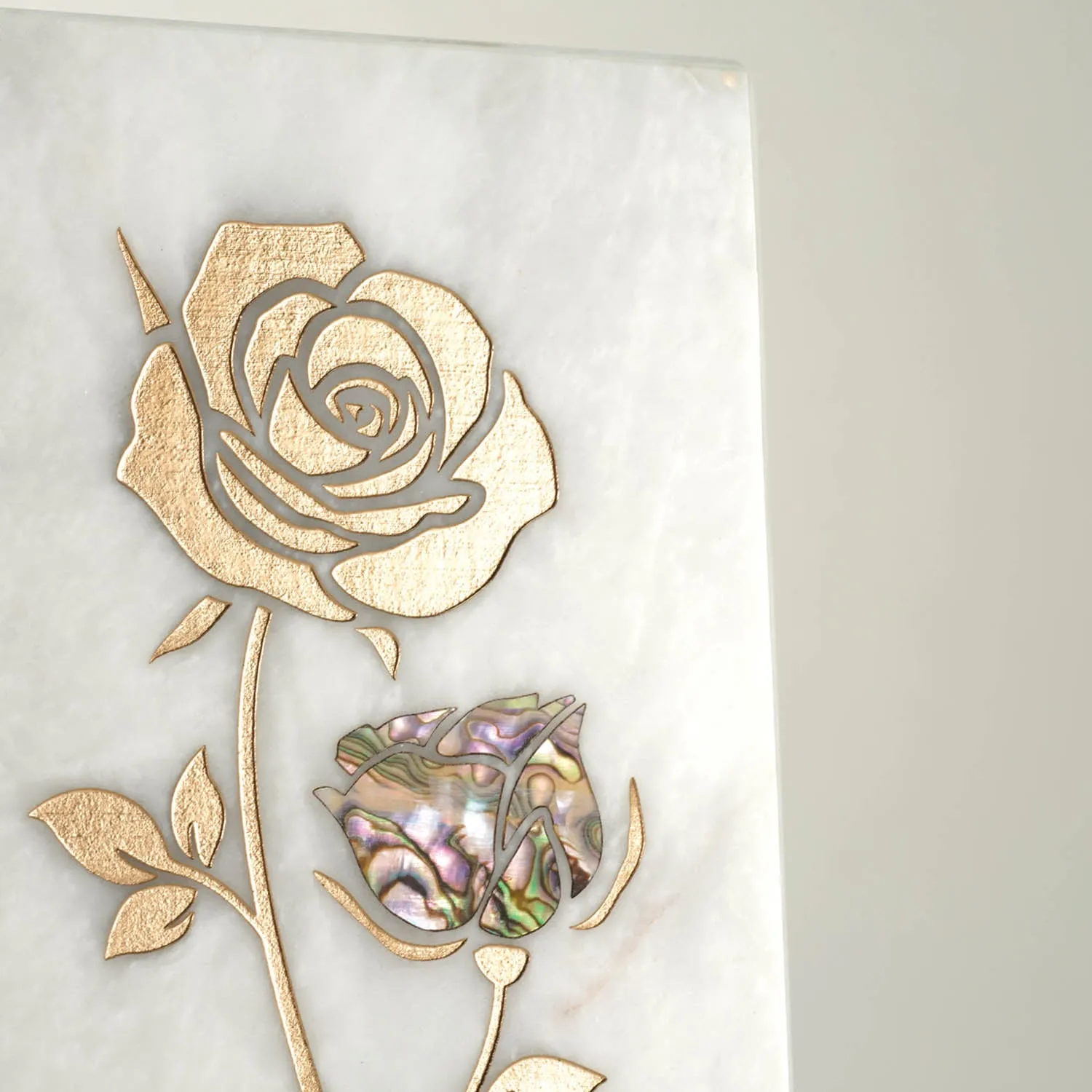 Keystone White Marble Cremation Urn With Roses   Precious Pink Inlay