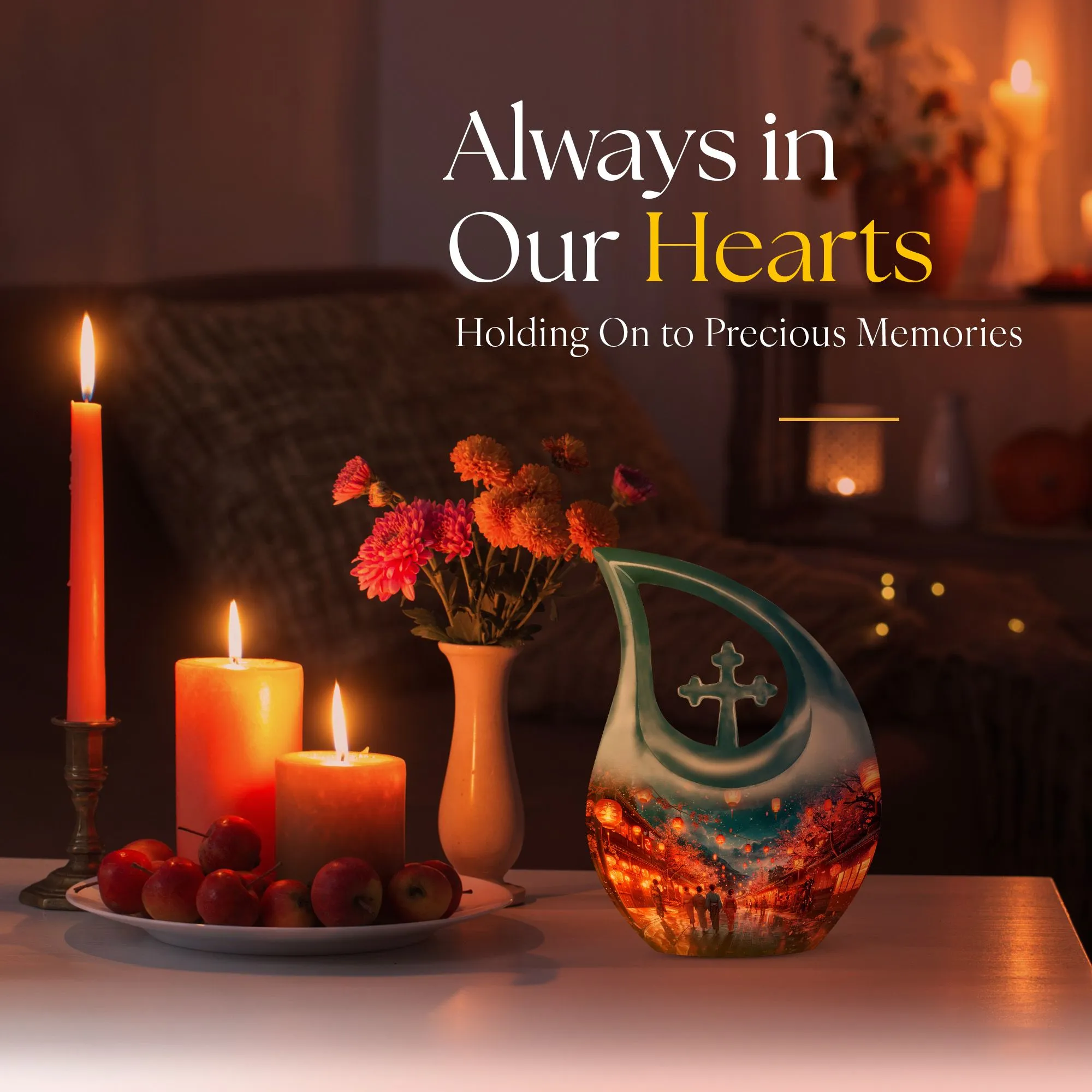 Lantern Lit Promenade Memorial, Custom Made Large Urn