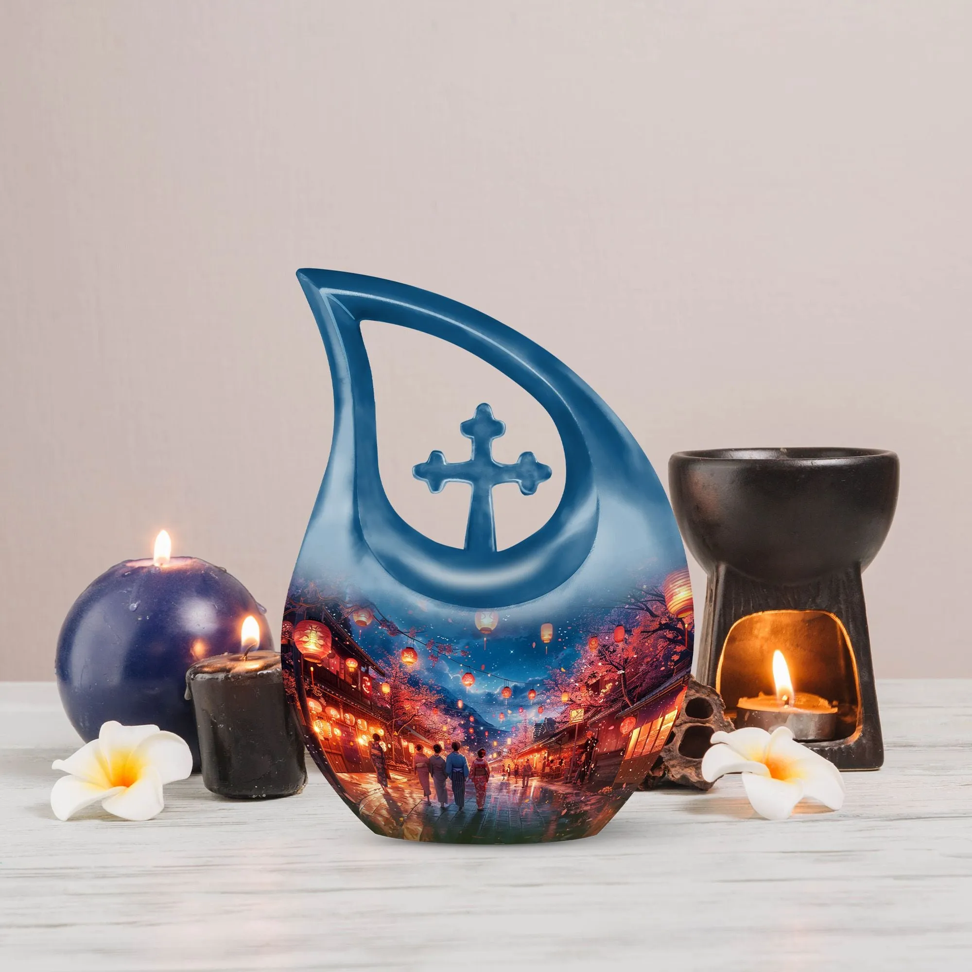 Lantern Lit Promenade Memorial, Custom Made Large Urn