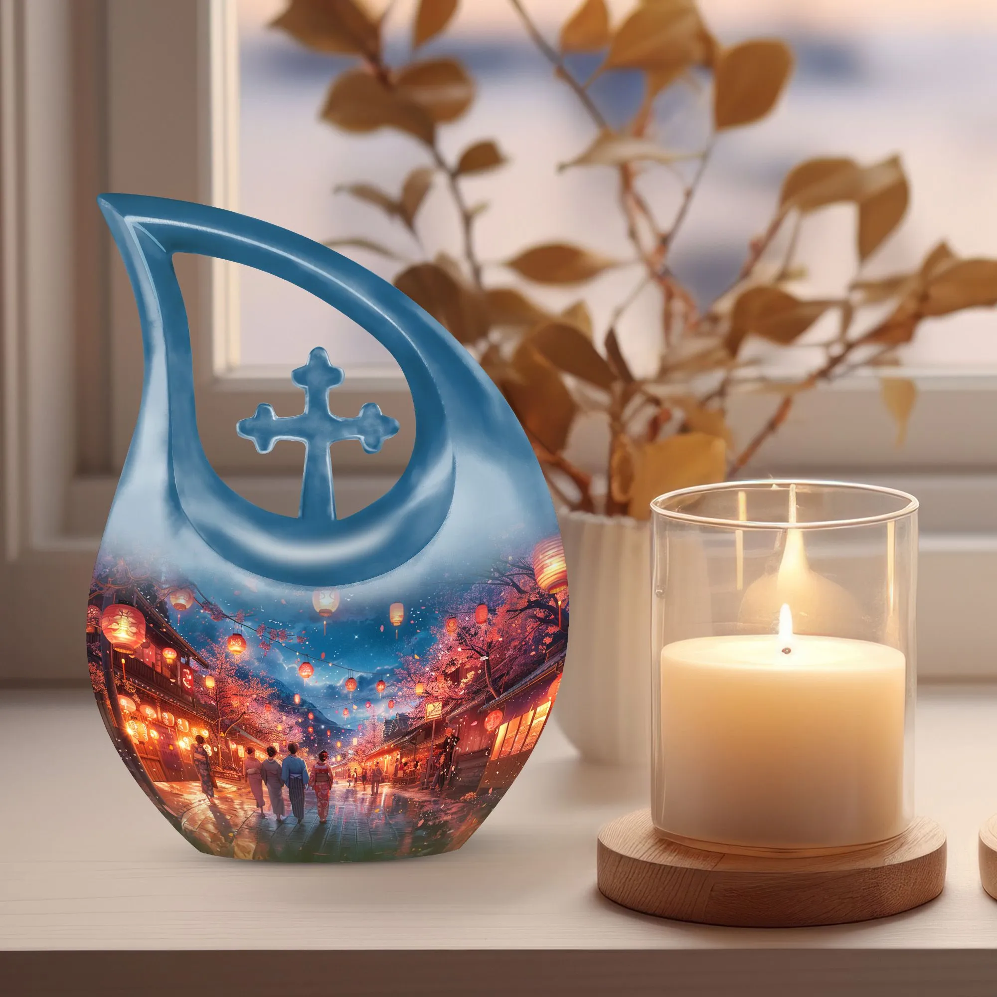 Lantern Lit Promenade Memorial, Custom Made Large Urn