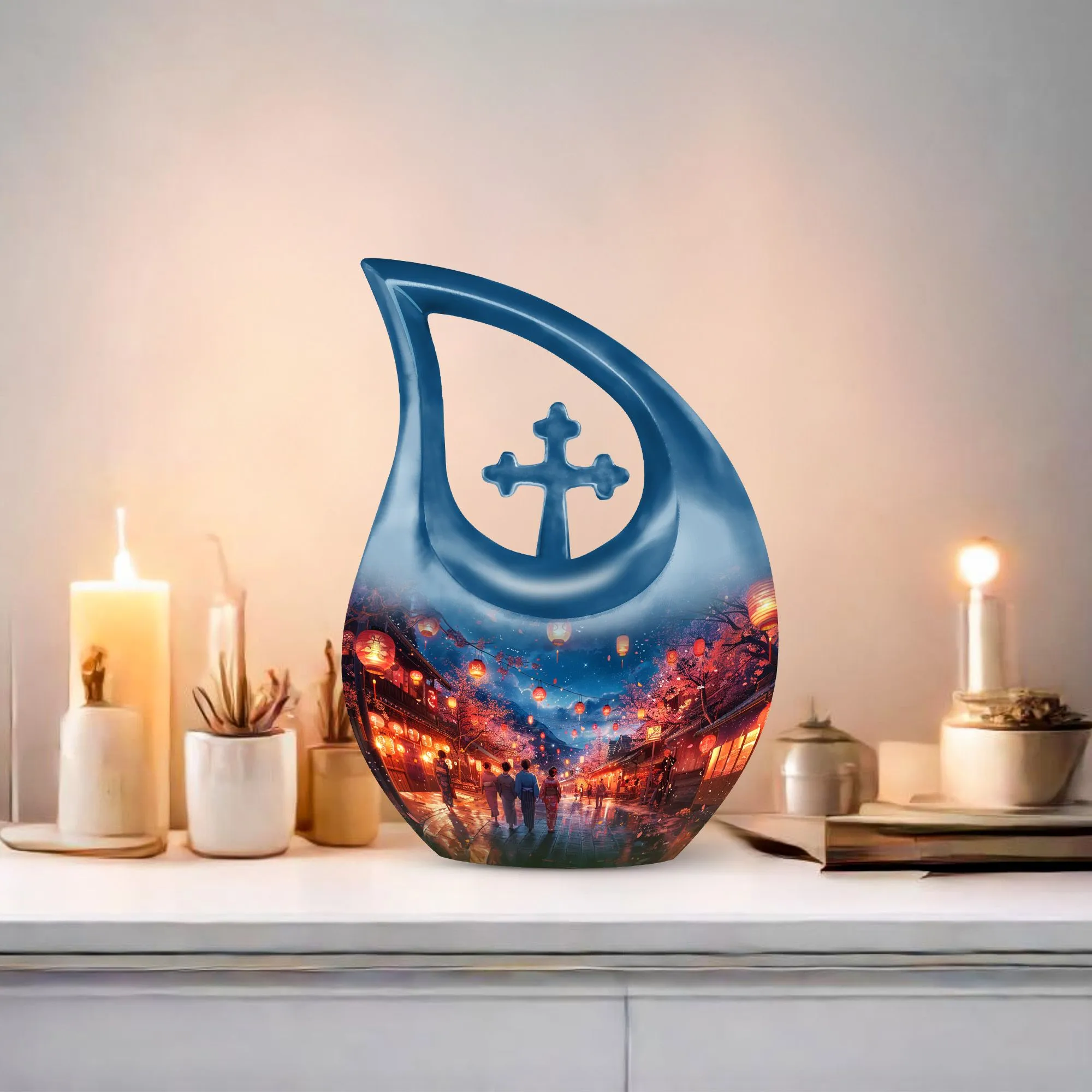 Lantern Lit Promenade Memorial, Custom Made Large Urn