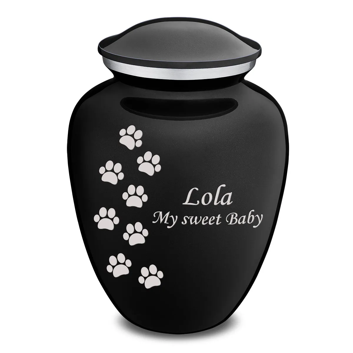 Large Embrace Black Walking Paws Pet Cremation Urn