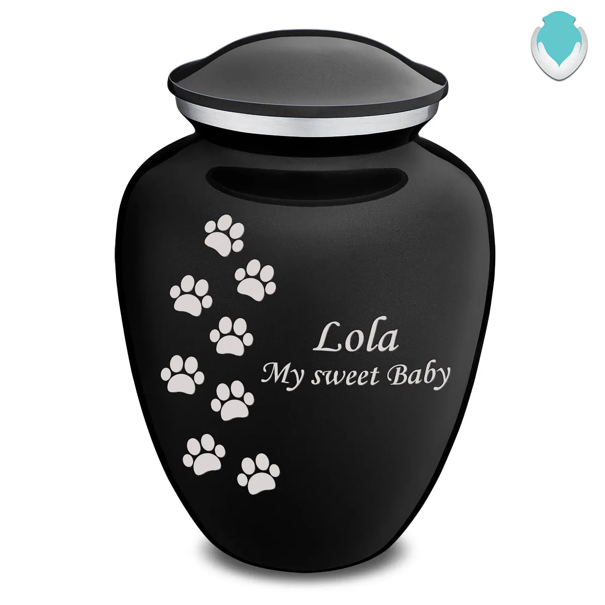 Large Embrace Black Walking Paws Pet Cremation Urn