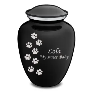 Large Embrace Black Walking Paws Pet Cremation Urn