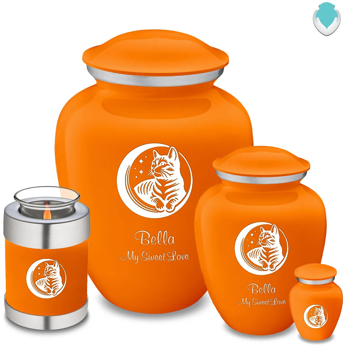Large Embrace Burnt Orange Pet Cute Cat Cremation Urn