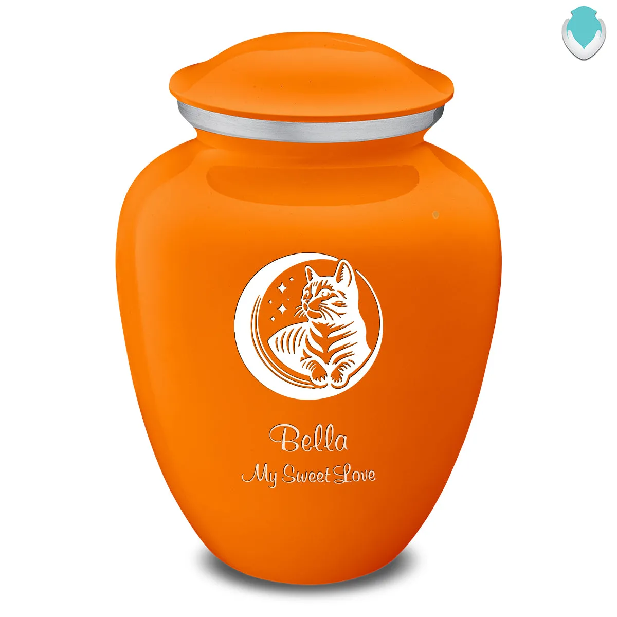 Large Embrace Burnt Orange Pet Cute Cat Cremation Urn
