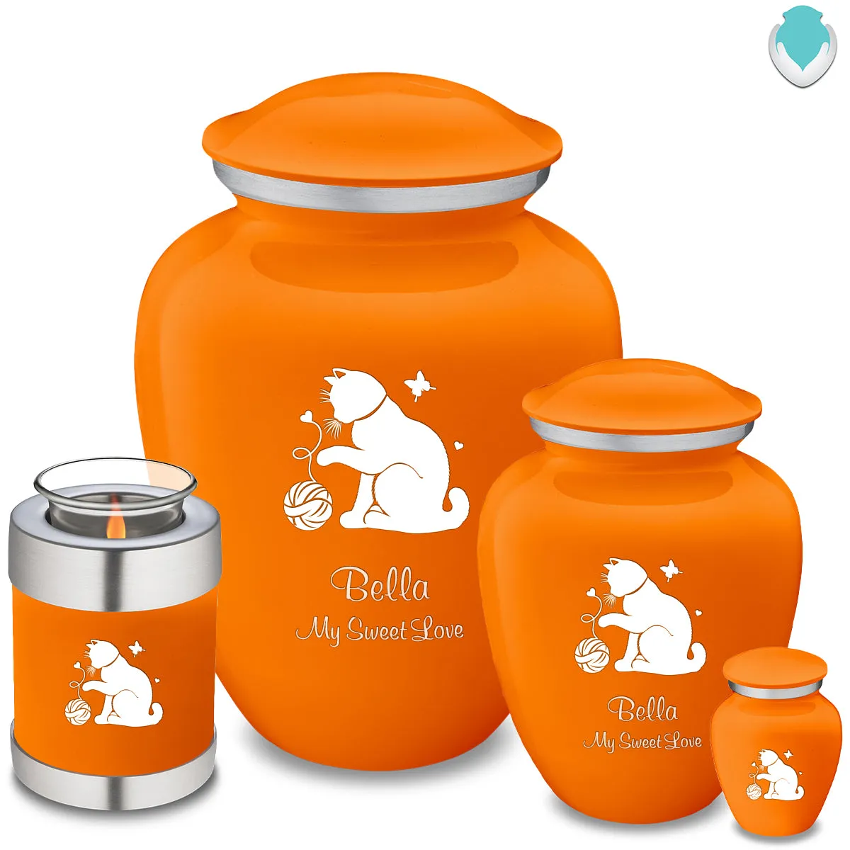 Large Embrace Burnt Orange Pet Fun Cat Cremation Urn