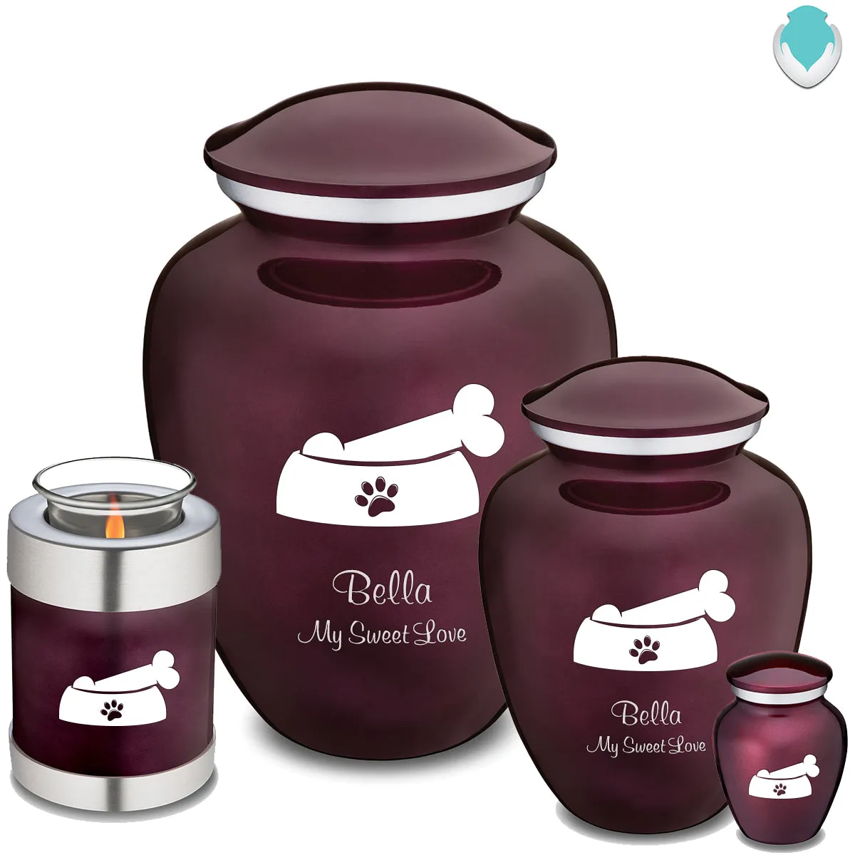 Large Embrace Cherry Purple Pet Dog Bone Cremation Urn