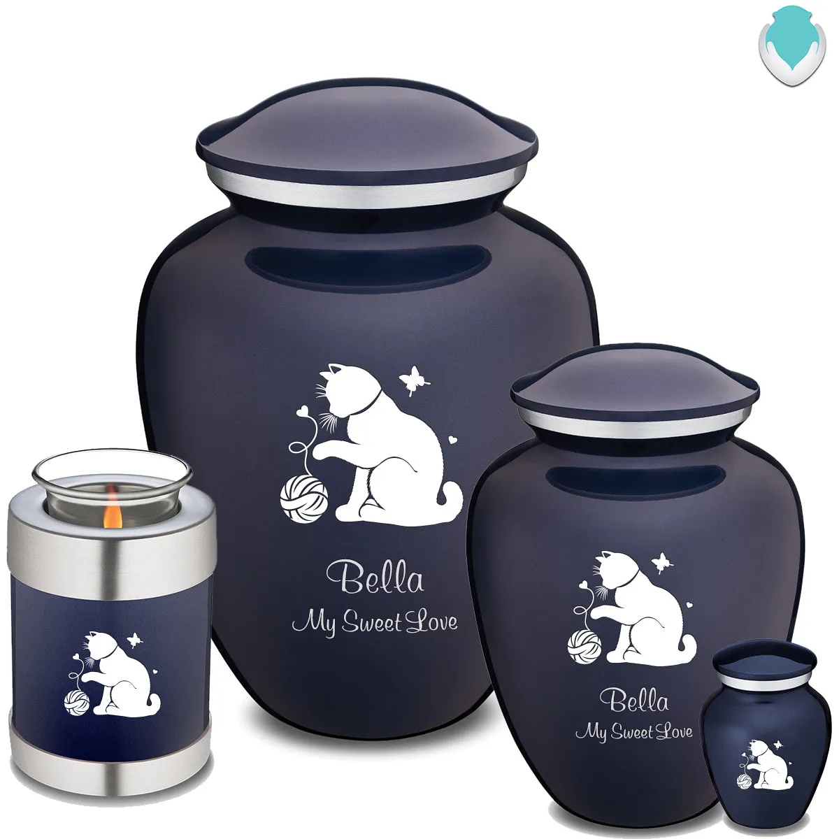 Large Embrace Cobalt Blue Pet Fun Cat Cremation Urn