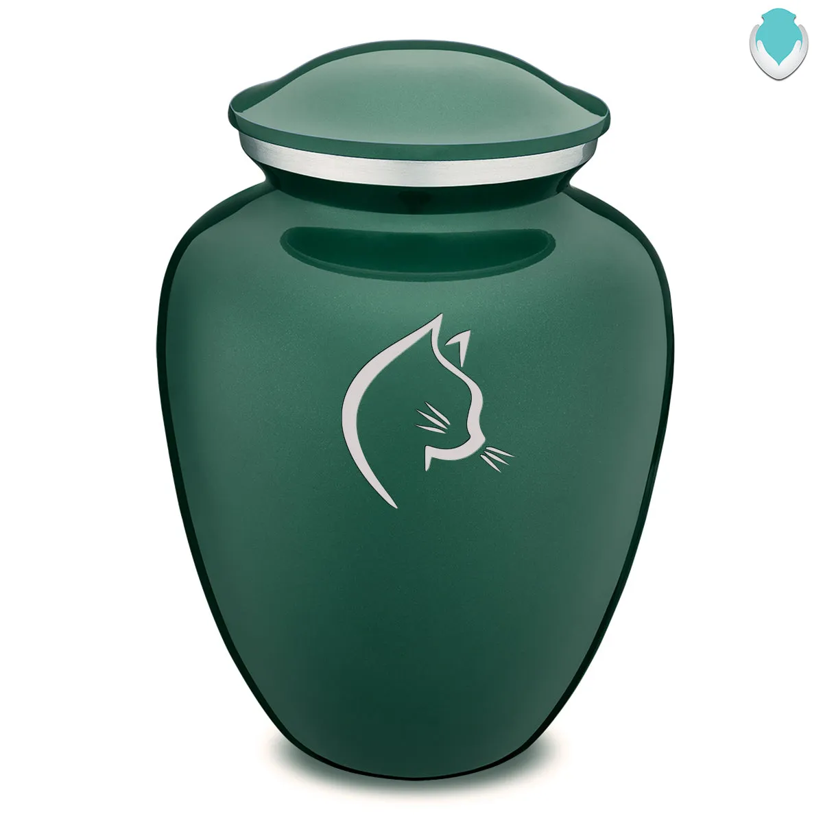 Large Embrace Green Cat Pet Cremation Urn
