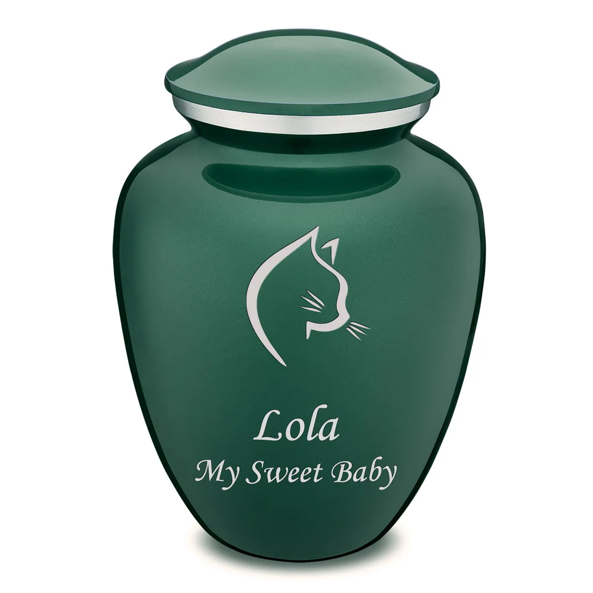 Large Embrace Green Cat Pet Cremation Urn