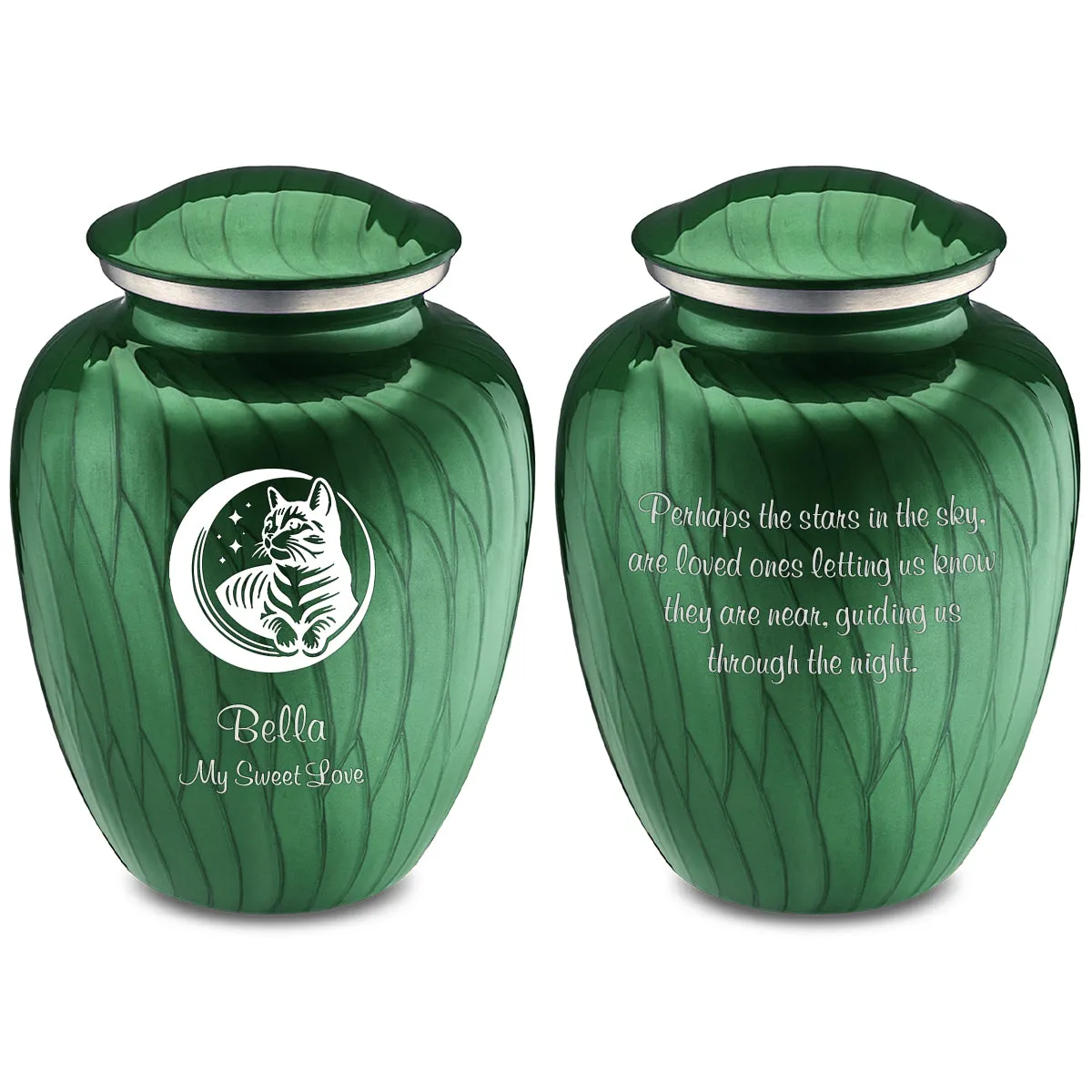 Large Embrace Pearl Green  Pet Cute Cat Cremation Urn