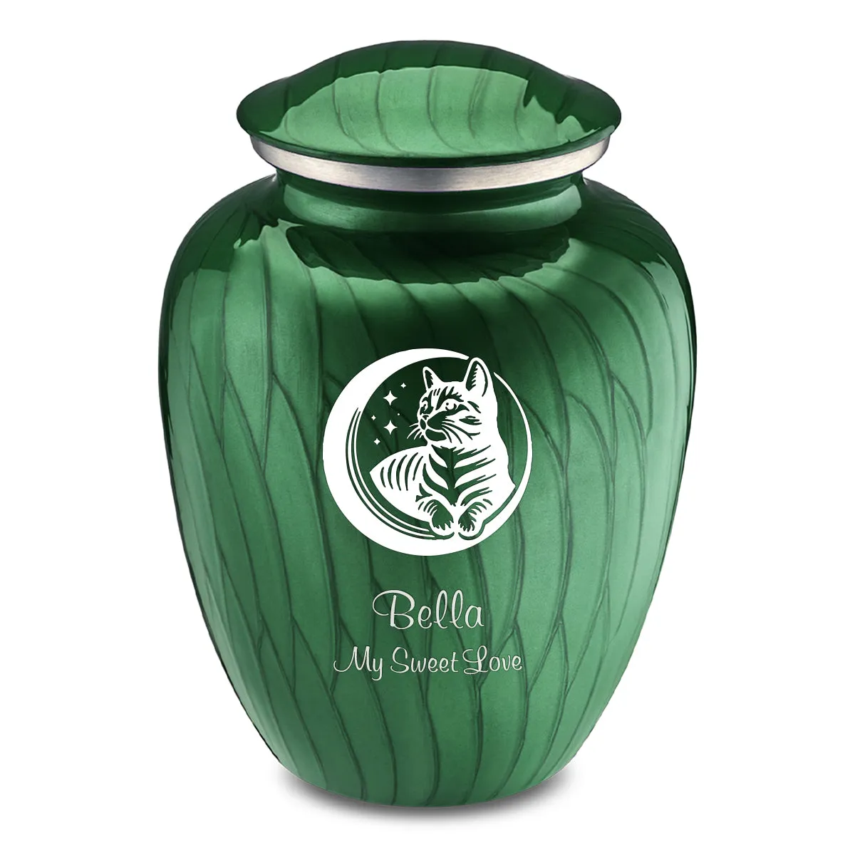 Large Embrace Pearl Green  Pet Cute Cat Cremation Urn