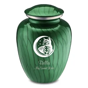 Large Embrace Pearl Green  Pet Cute Cat Cremation Urn