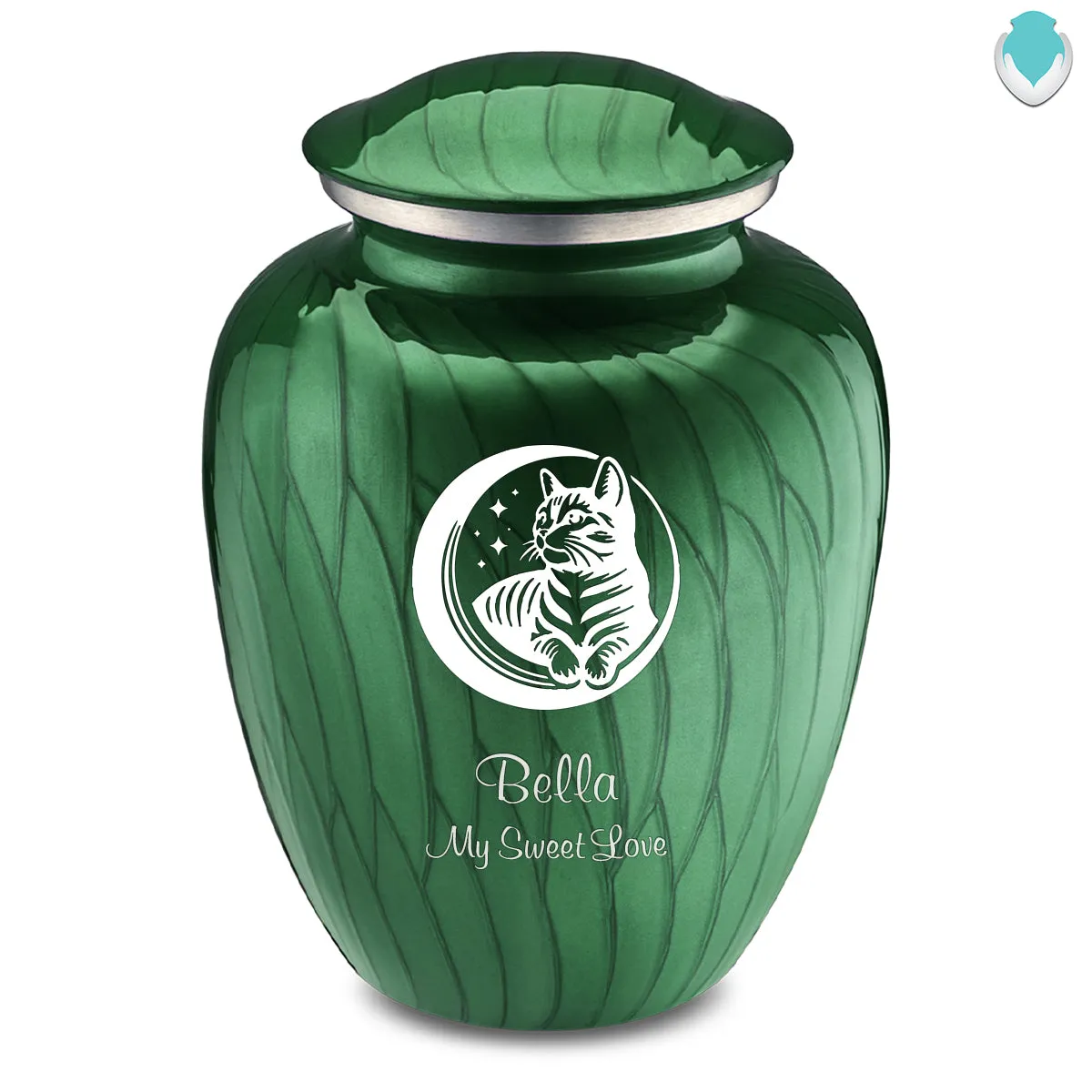 Large Embrace Pearl Green  Pet Cute Cat Cremation Urn