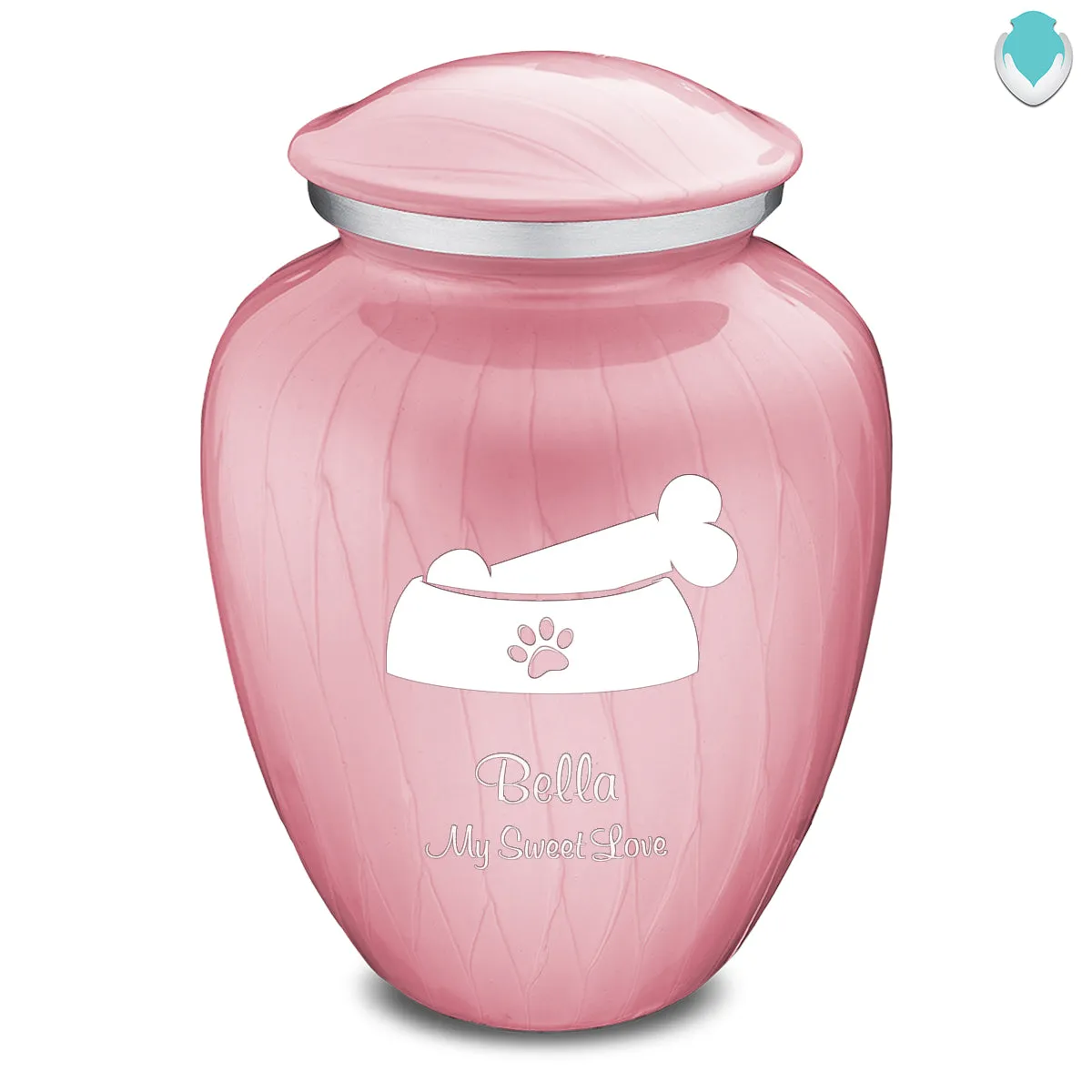 Large Embrace Pearl Pink Pet Dog Bone Cremation Urn