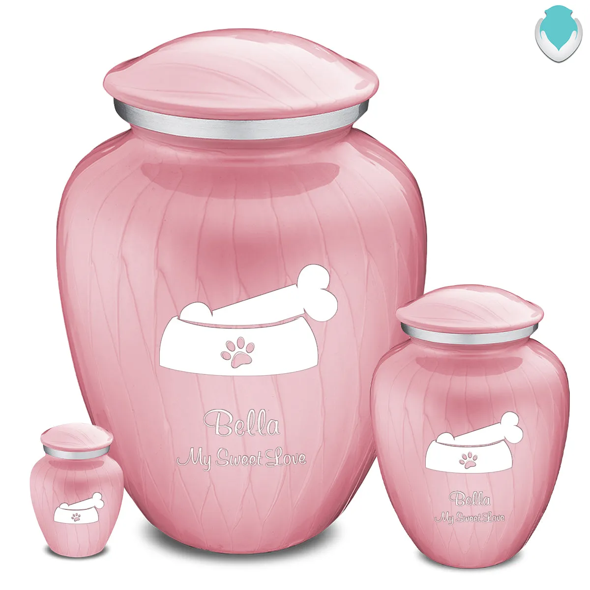Large Embrace Pearl Pink Pet Dog Bone Cremation Urn