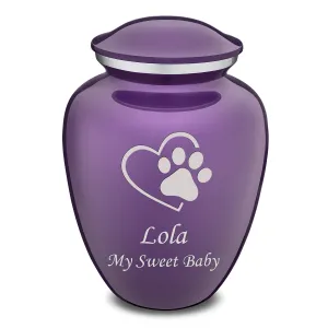 Large Embrace Purple Single Paw Heart Pet Cremation Urn
