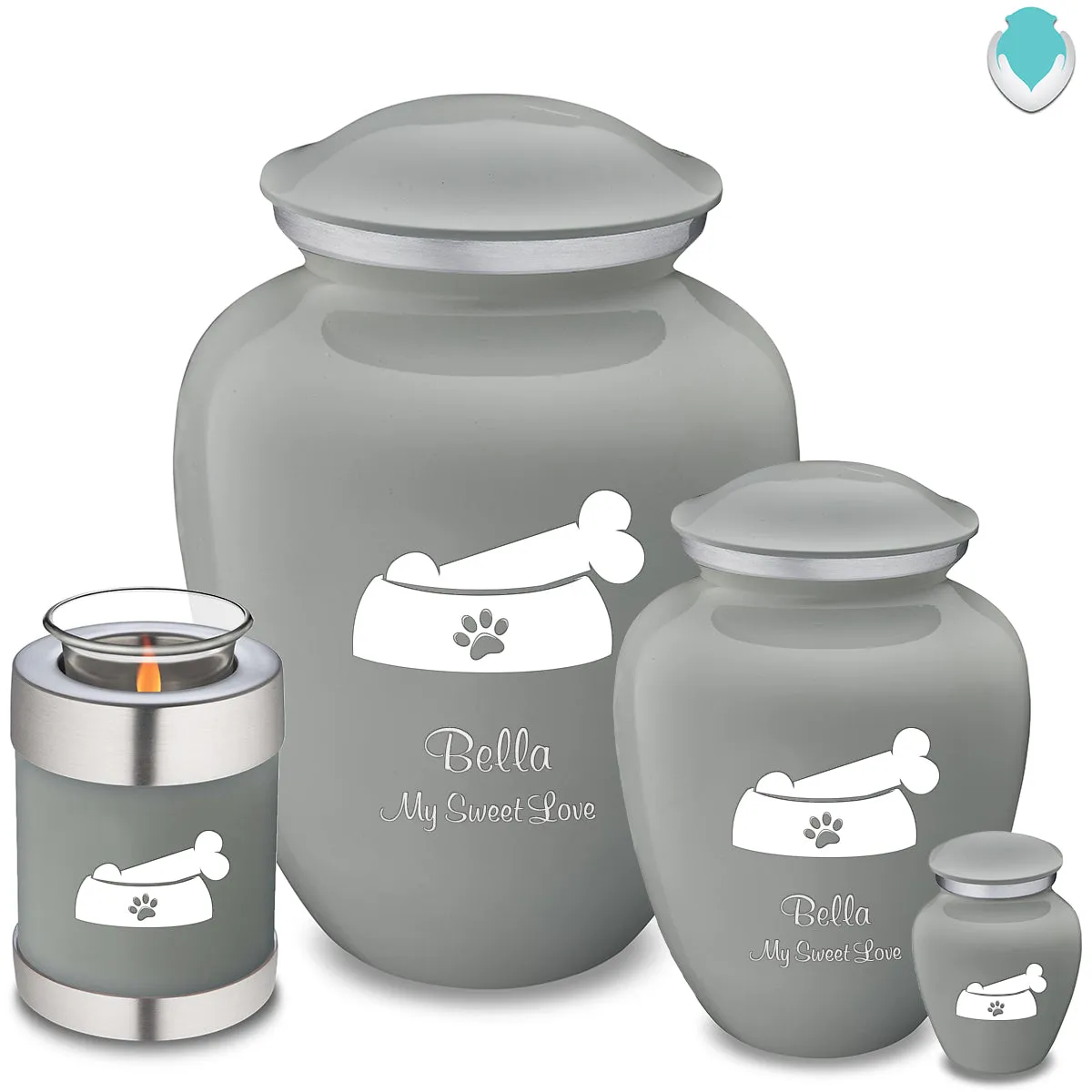 Large Embrace Slate Grey Pet Dog Bone Cremation Urn