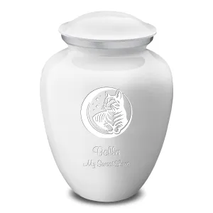 Large Embrace White  Pet Cute Cat Cremation Urn