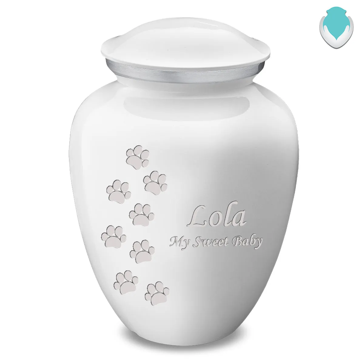 Large Embrace White Walking Paws Pet Cremation Urn