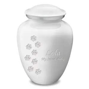 Large Embrace White Walking Paws Pet Cremation Urn