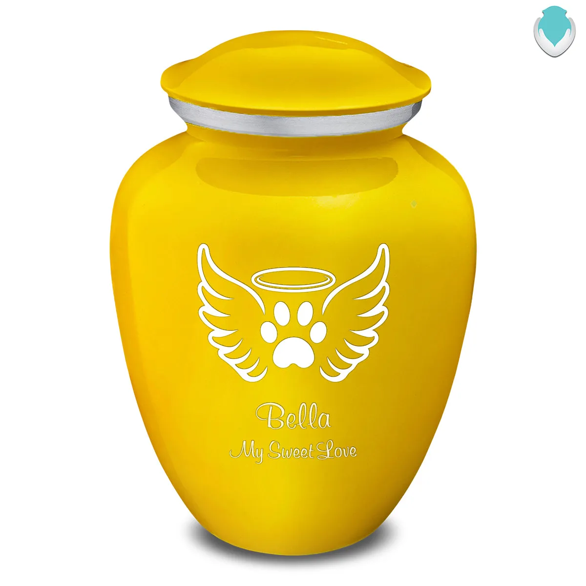 Large Embrace Yellow Pet Angel Wings Cremation Urn